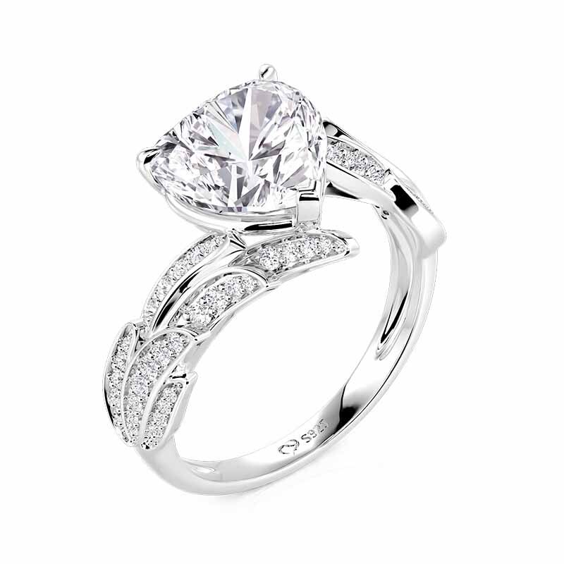 Jeulia Anillo de Promesa Corazón con Alas Diseño Cruzado