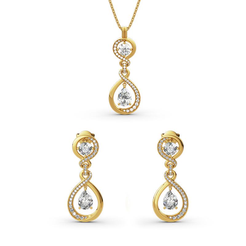 Jeulia Twist Design Sterling Silver Jewelry Set