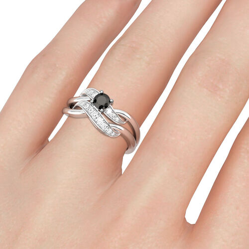 Jeulia Twist Design Round Cut Sterling Silver Ring