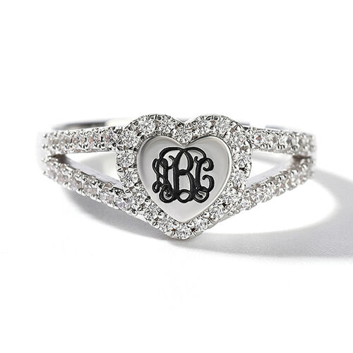 Sterling Silver Embossed Monogram Ring