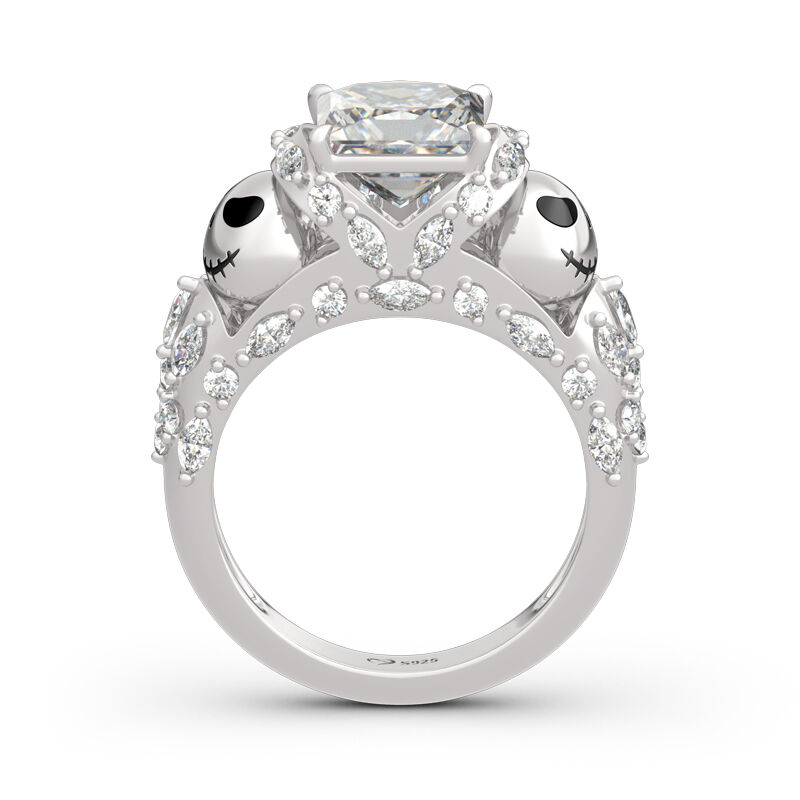 Jeulia "Romantic Soul" Skull Design Princess Cut Sterling Silver Ring