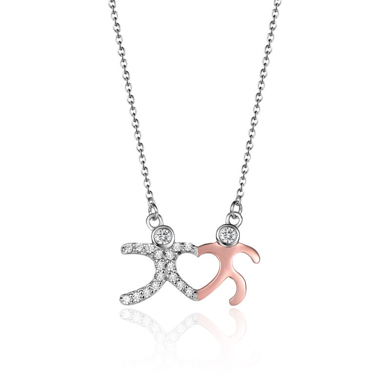 Jeulia "Run for Love" Lovely Couple Sterling Silver Necklace