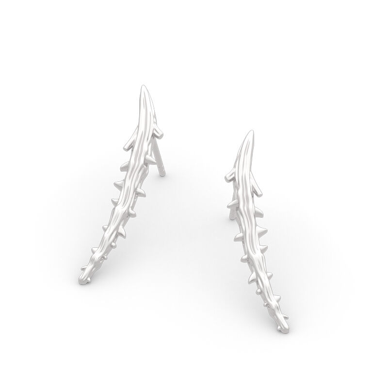 Jeulia "Staff of Thorns" Sterling Silver Earrings