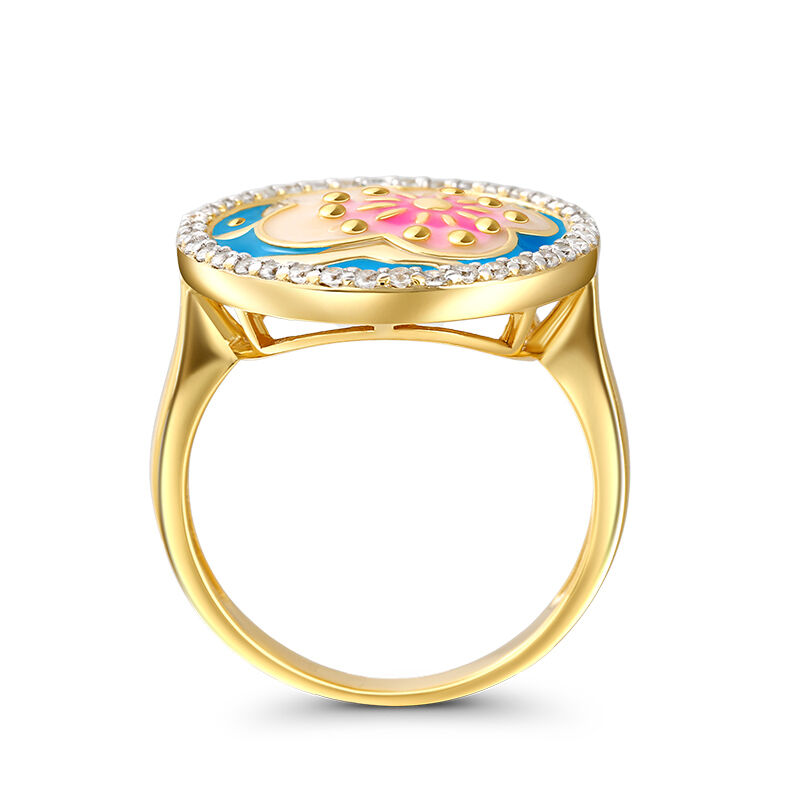 Jeulia "Bloom for You" Enamel Sterling Silver Ring