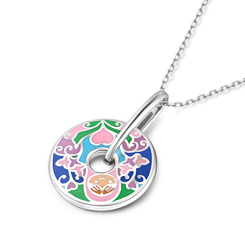 Jeulia "Miracle" Face Enamel Sterling Silver Necklace