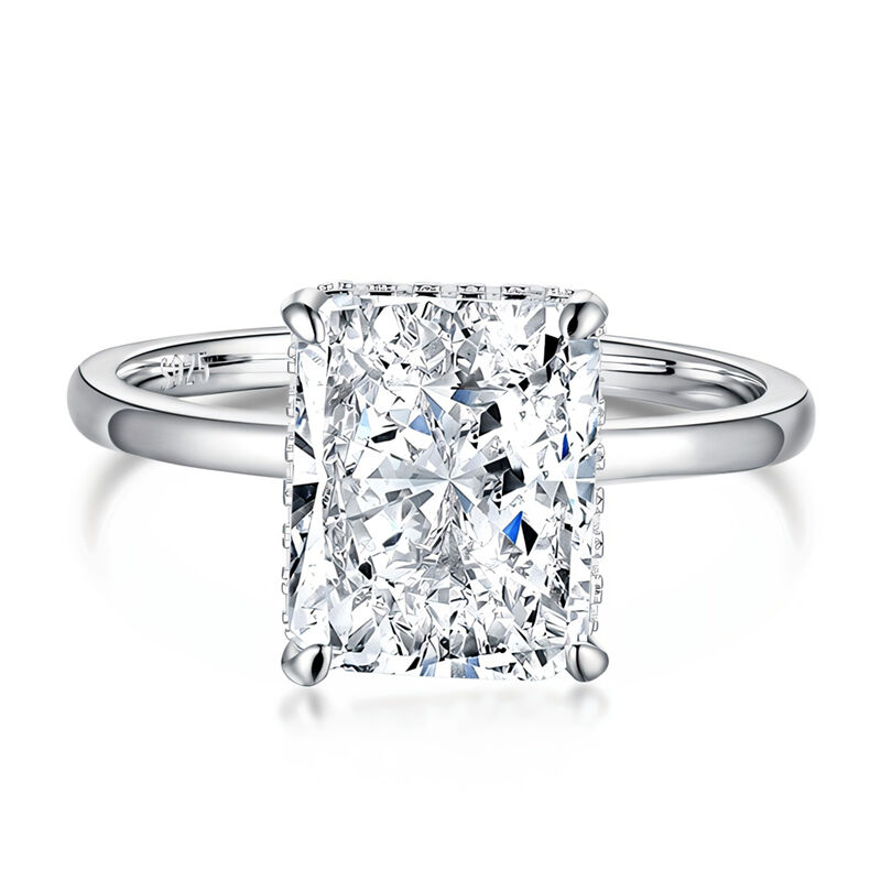 Jeulia Classic Solitaire Radiant Cut Sterling Silver Ring