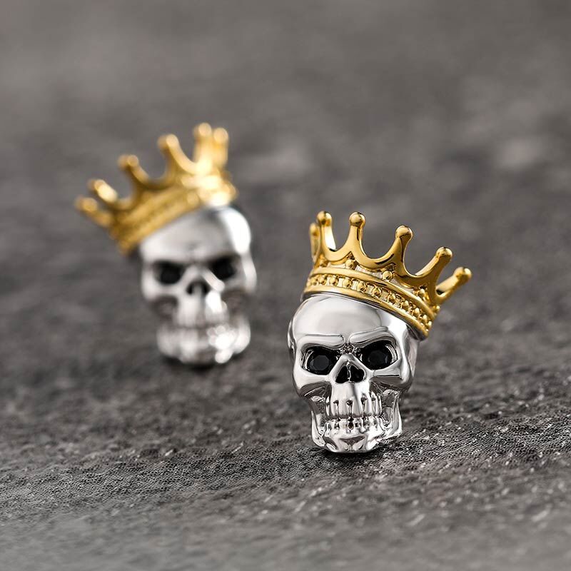 Jeulia "Skull King" Crown Sterling Silver Earrings