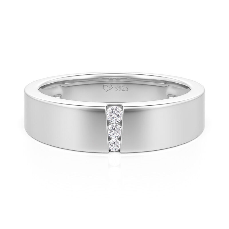 Jeulia Classico Anello Uomo Taglio Tondo in Argento Sterling