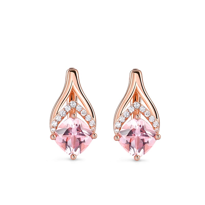 Jeulia Vintage Cushion Cut Synthetic Morganite Sterling Silver Earrings