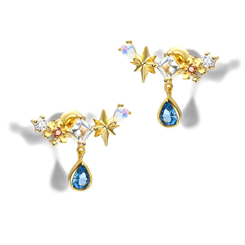 Jeulia "Water Drop" Star Design Pear Cut Sterling Silver Earrings