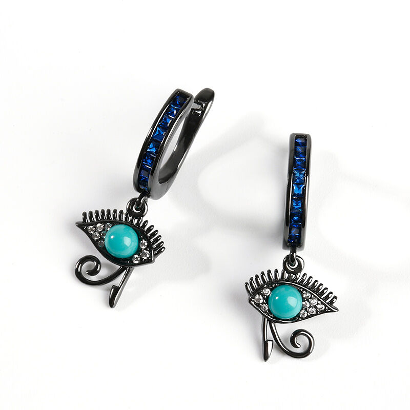 Jeulia "Eye of Horus" Vintage Turquoise Sterling Silver Earrings