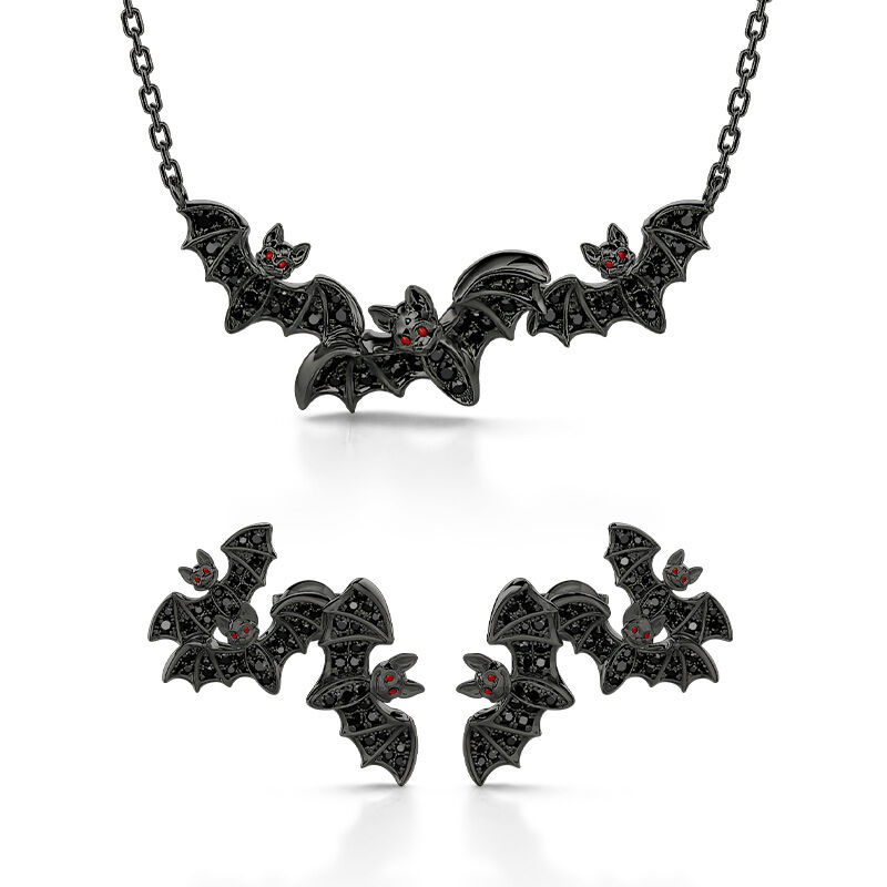Jeulia "Witches' Familiars" Bat Sterling Silver Jewelry Set