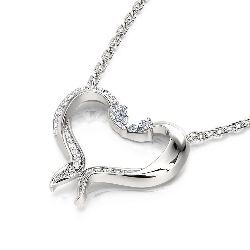 Jeulia "Fishes Dance" Heart-Shaped Sterling Silver Necklace