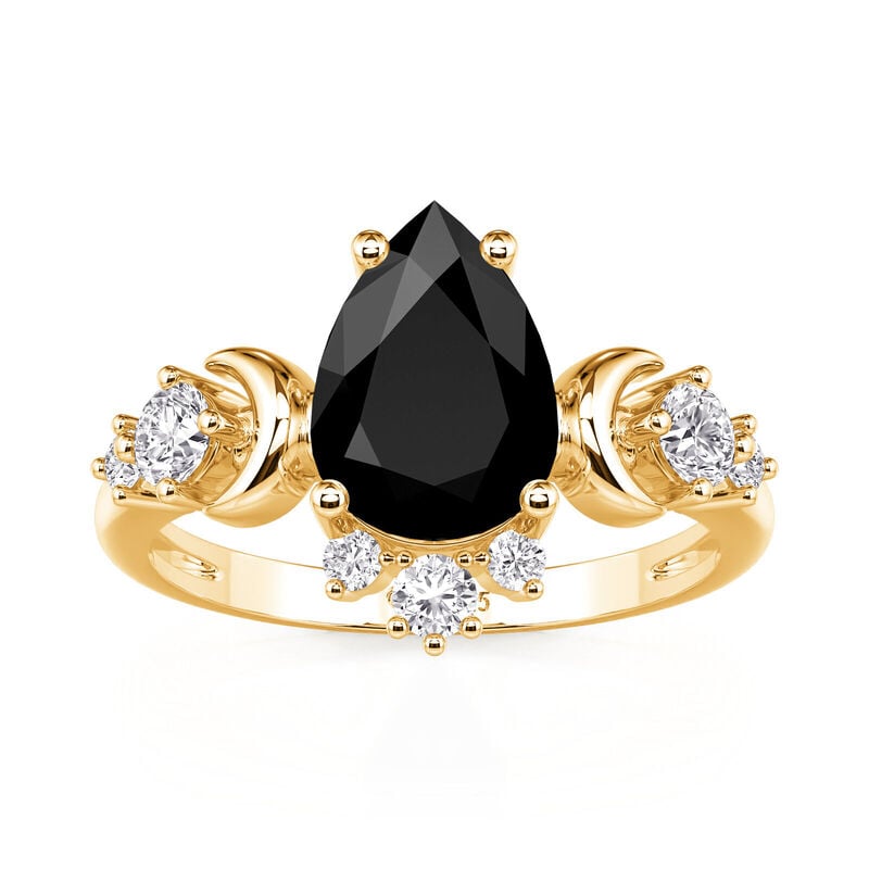 Jeulia Luna Astra Pear Cut Black Ring Sterling Silver