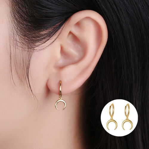 Jeulia Crescent Moon Design Sterling Silver Drop Earrings