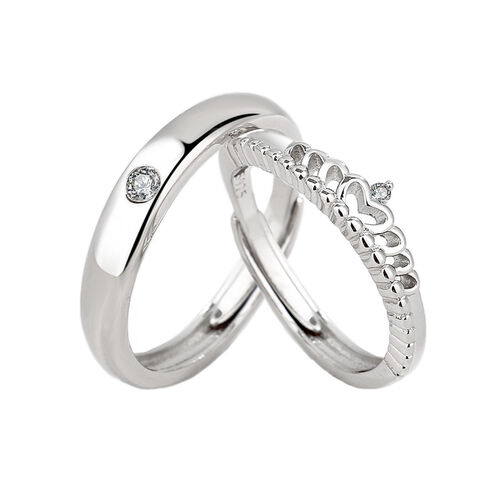 Jeulia "Timeless Love" Sterling Silver Adjustable Couple Rings