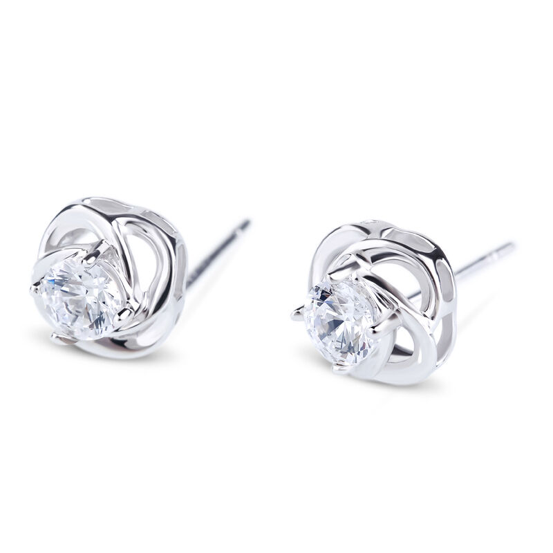 Jeulia Classic Flower Sterling Silver Stud Earrings