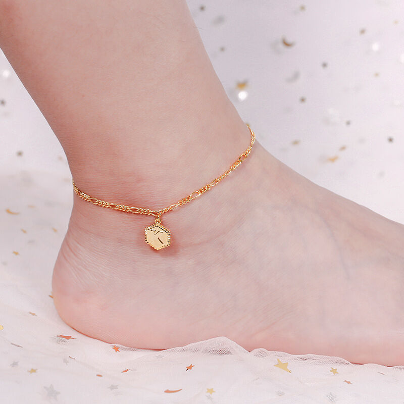 Jeulia Initial Tag Personalized Sterling Silver Anklet