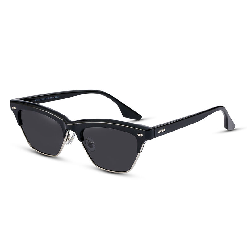 Jeulia "Fashion Master" Rectangle Black/Grey Polarized Unisex Sunglasses