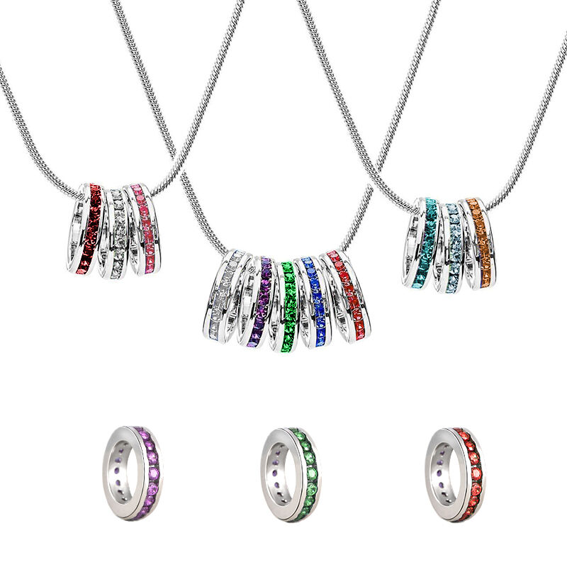 Jeulia Stackable Birthstone Eternity Charm Necklace Sterling Silver
