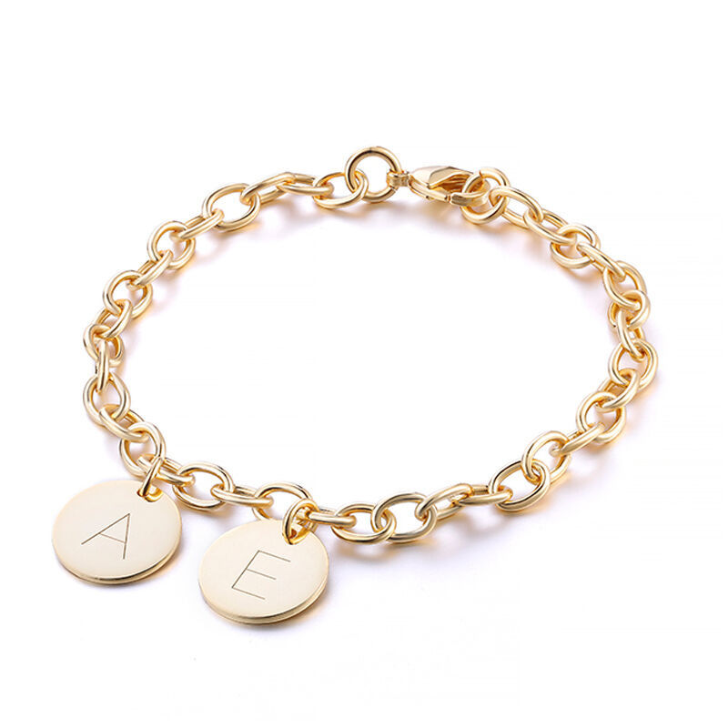 Jeulia Initial Disc Personalized Sterling Silver Bracelet