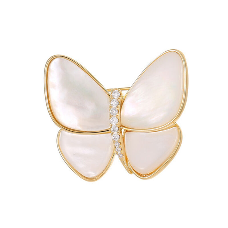 Jeulia Butterfly Copper Mother of Pearl Brooch