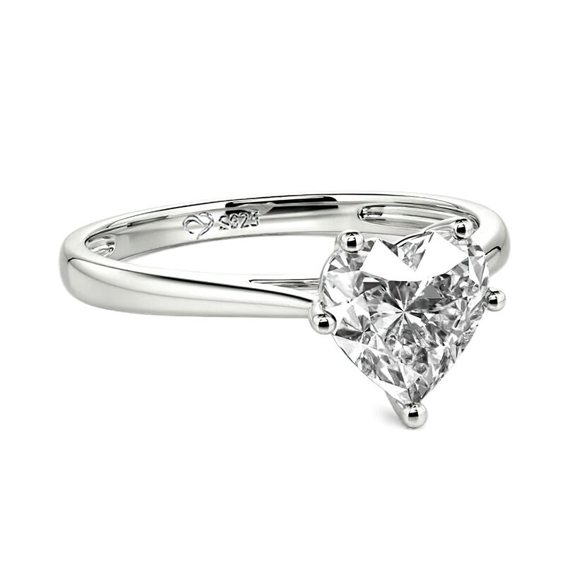 Jeulia Heart Cut Solitaire Sterling Silver Engagement Ring