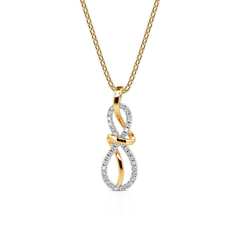 Jeulia Simple Ribbon Infinity Necklace Two Tone Sterling Silver