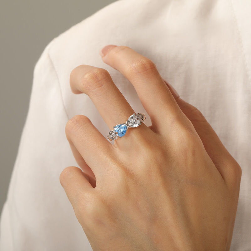 Jeulia Custom Double Heart Infinity Ring Sterling Silver