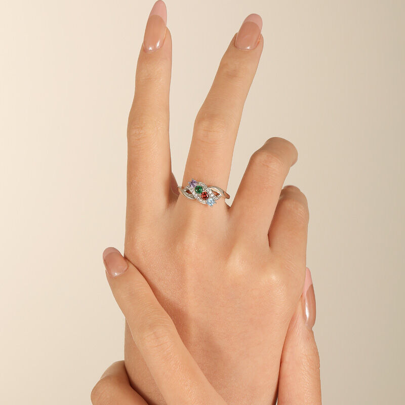 Jeulia Anillo Personalizado de Plata Esterlina con Piedra de Nacimiento Familiar en Remolino