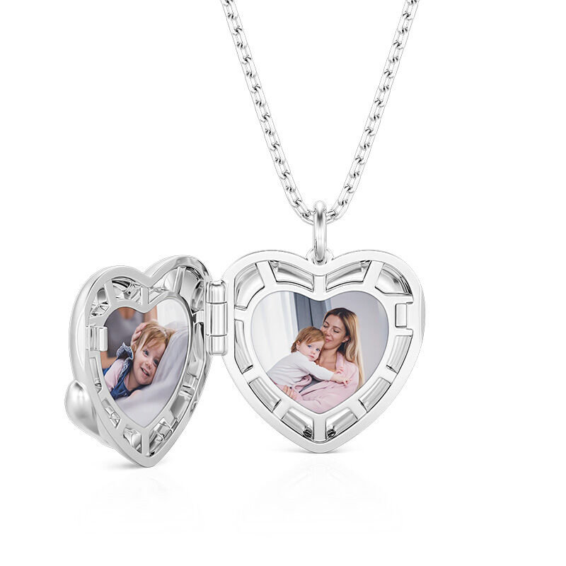 Jeulia "Warm Hug" Custom Engraved Heart Photo Locket Necklace