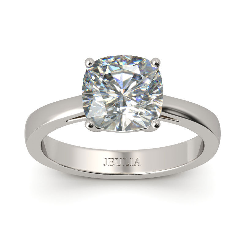 Jeulia Classic Solitaire Cushion Cut Sterling Silver Engagement Ring