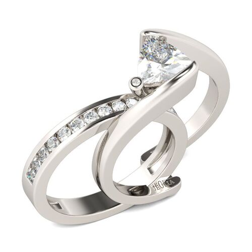 Jeulia Bypass Trillion Cut Sterling Silver Ring Set - Jeulia Jewelry
