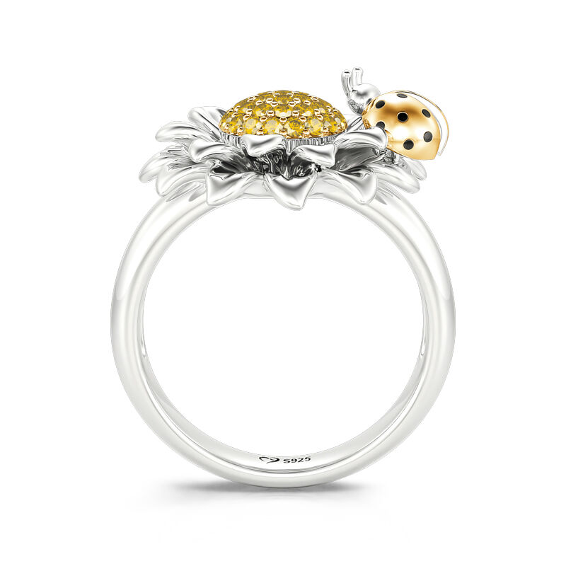 Jeulia Ladybug With Daisy Sterling Silver Ring