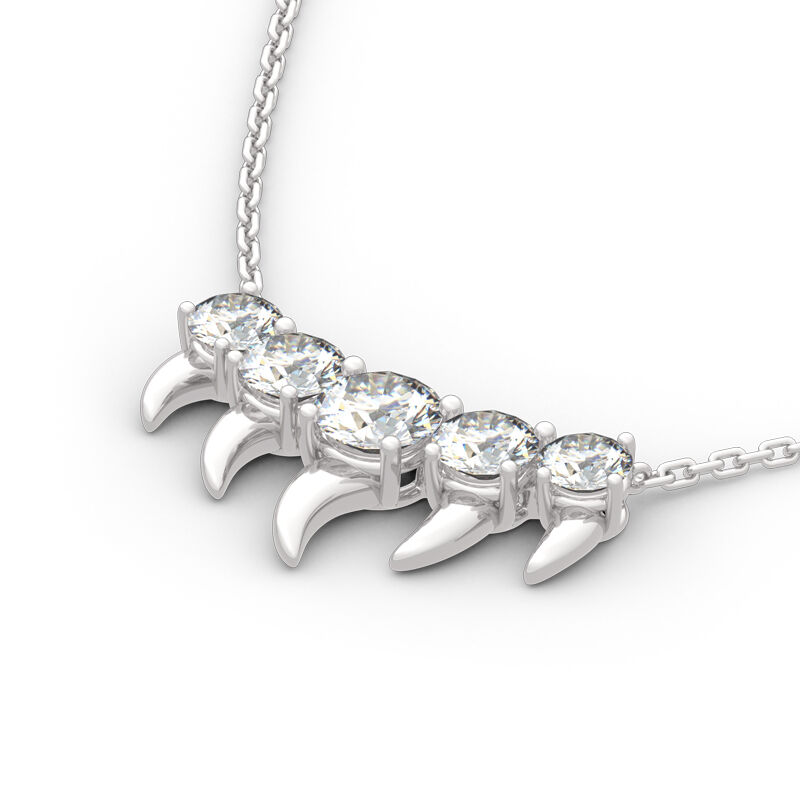 Jeulia Spike Design Round Cut Sterling Silver Necklace