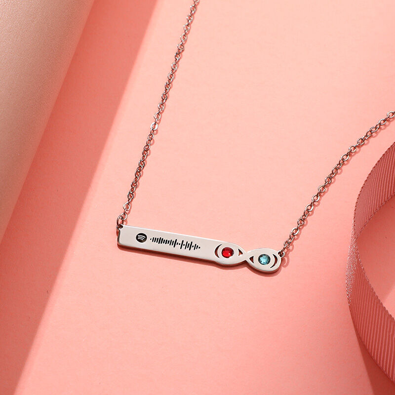 Jeulia Scannable Spotify Code Stainless Steel Necklace With Birthstone