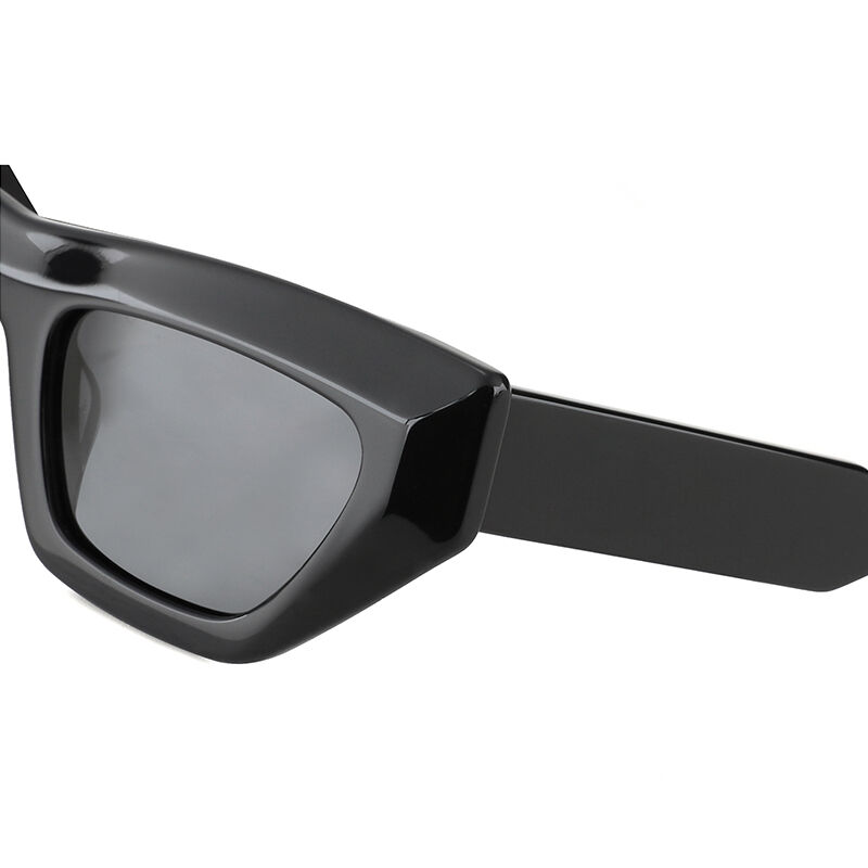 Jeulia "Science Fiction" Rectangle Black Polarized Unisex Sunglasses
