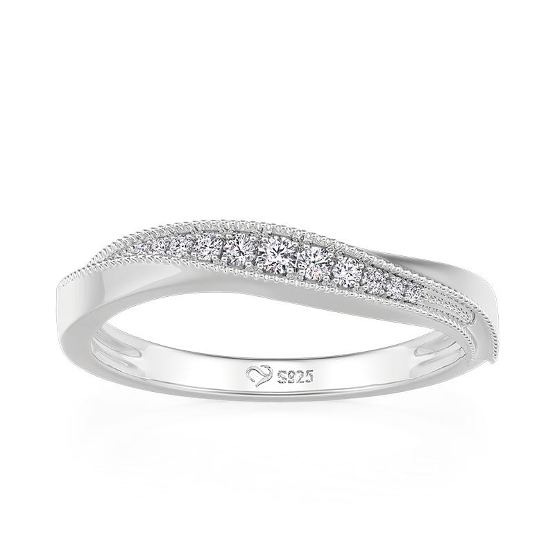 Jeulia Klassisk Våg Dam Evighetsring i Sterling Silver