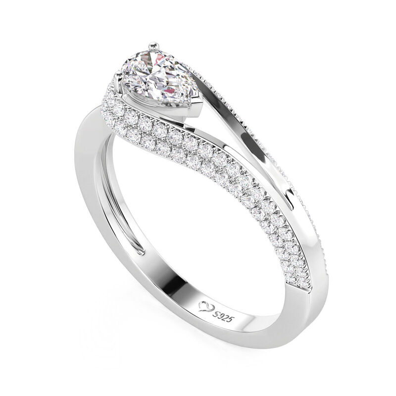 Jeulia Anello Nuziale a Forma di Lacrima-Pera in Argento Sterling