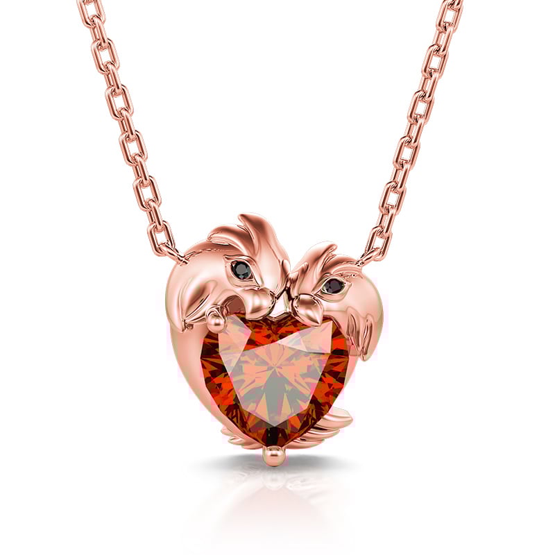 Jeulia "Love Chance" Heart Cut Parrot Sterling Silver Necklace