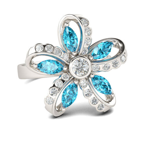 Jeulia Flower Design Sterling Silver Ring