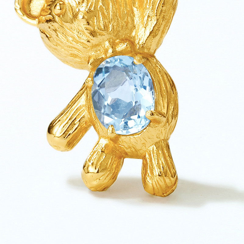 Jeulia Cute Bear Oval Cut Sterling Silver Necklace