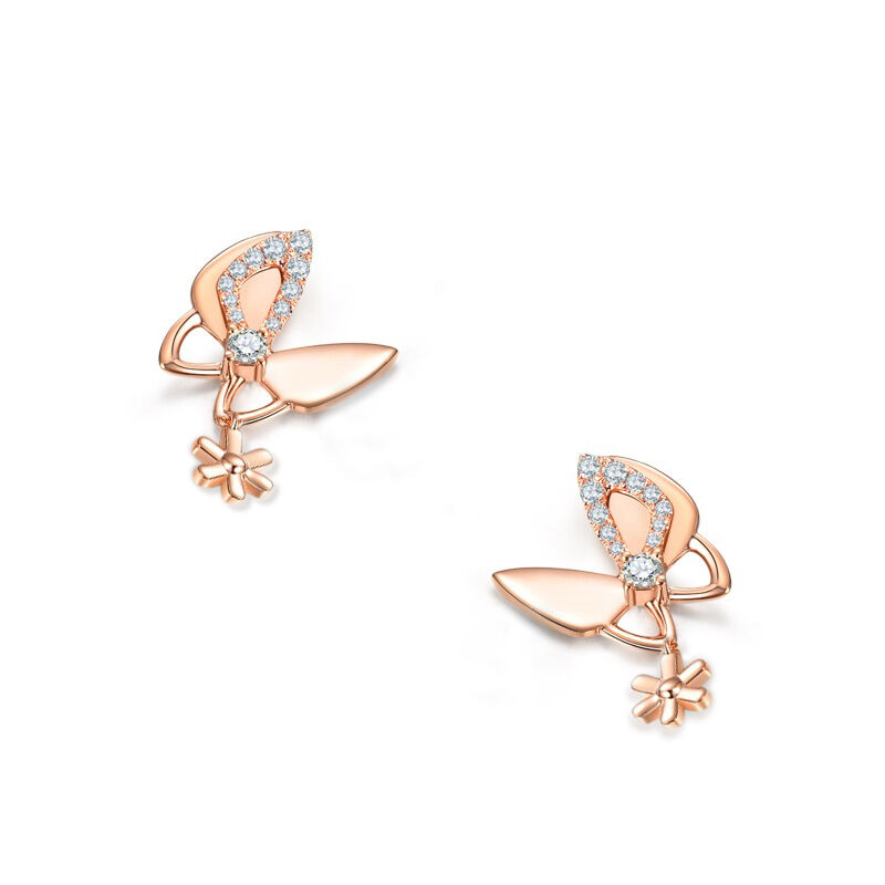 Jeulia "Natural Brilliance" Butterfly Design Sterling Silver Earrings