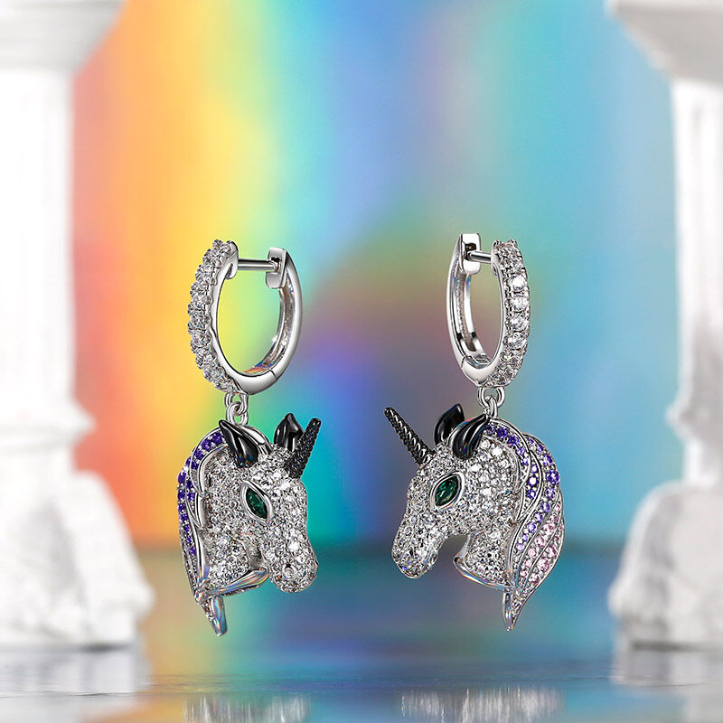 Jeulia "Dreams Come Ture" Unicorn Sterling Silver Earrings