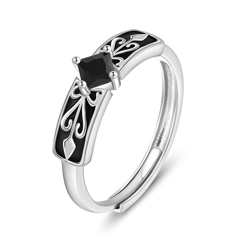 Jeulia Cool Black Knight Adjustable Men Ring Sterling Silver