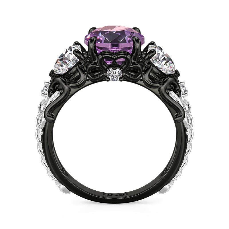 Jeulia Midsummer Night "Love-in-idleness" Three Stone Purple Rose Ring
