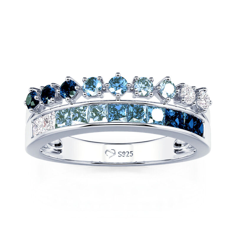 Jeulia Bague Éternité Double Rangée Dégradée en Argent Sterling