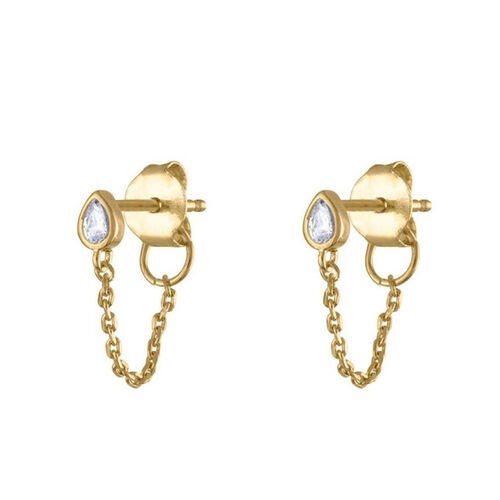 Jeulia Pear Cut Chain Sterling Silver Drop Earrings