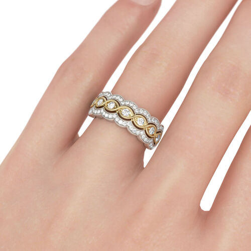 Jeulia Milgrain Twist Round Cut Sterling Silver Women's Band