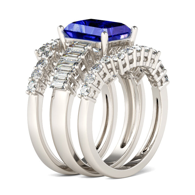 3PC Radiant Cut Ring Set i Sterling Silver